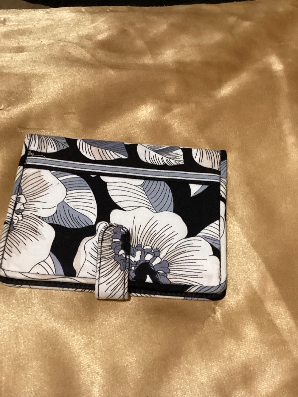 Vera Bradley Black and White Floral Compact Wallet